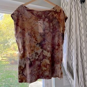 Neutral Ice-Dyed Ametrine Vintage Upcycled Embroidery Detail Handmade Jersey Tee